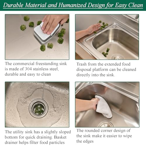 Stainless Steel Freestanding Utility Sink with Faucet L128