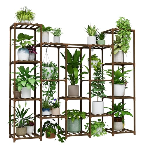 Bamworld Plant Stand Indoor Outdoor Wood Plant Rack 3 Tier Ladder D51744
