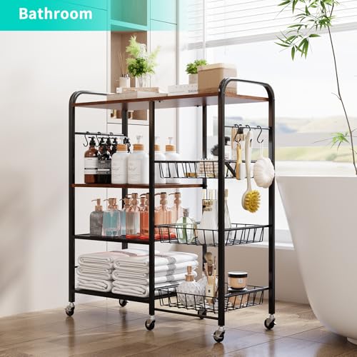 HapiRm Rolling Kitchen Microwave Cart with Pull-Out Baskets X64290