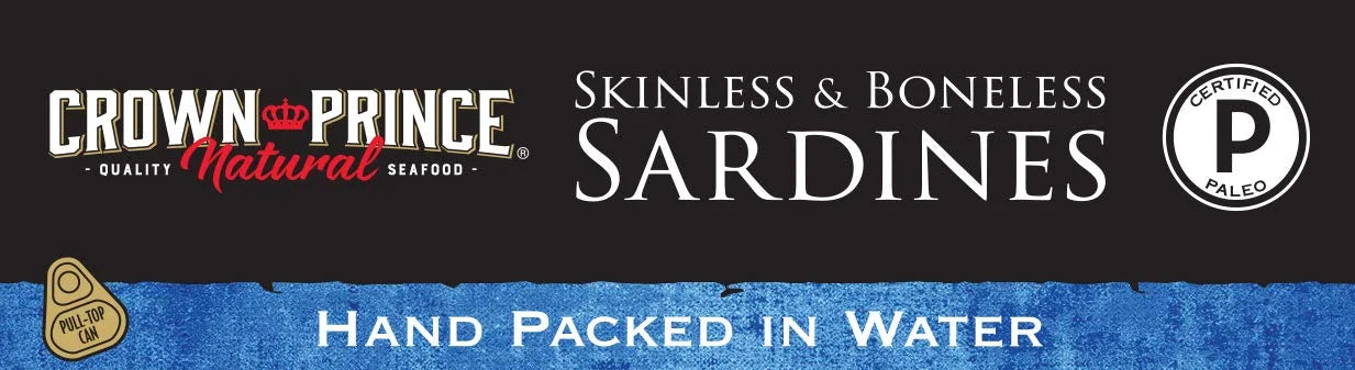 Crown Prince Skinless & Boneless Sardines in Water, 4.37 oz Cans (Pack of 12) M669