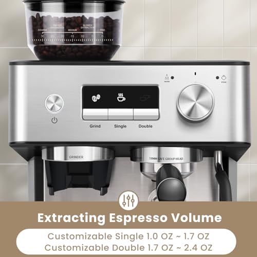 Gevi Espresso Machine with Grinder & Milk Frother, 20 Bar G45353