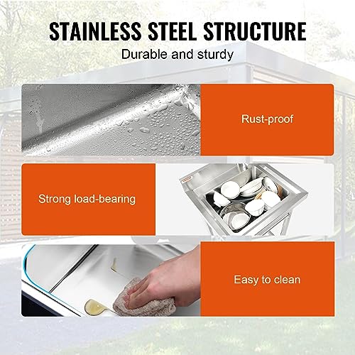 VEVOR Stainless Steel Utility Sink with Workbench Faucet and Legs, 39.4 x 19.1 x 37.4 in L559