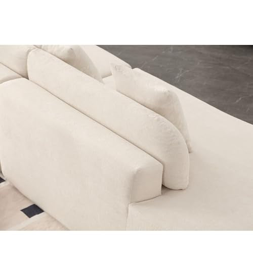 130.5" Modern Cloud Sectional Sofa 4-Seat Curved Modular Couch with 3 Pillows, Beige X220