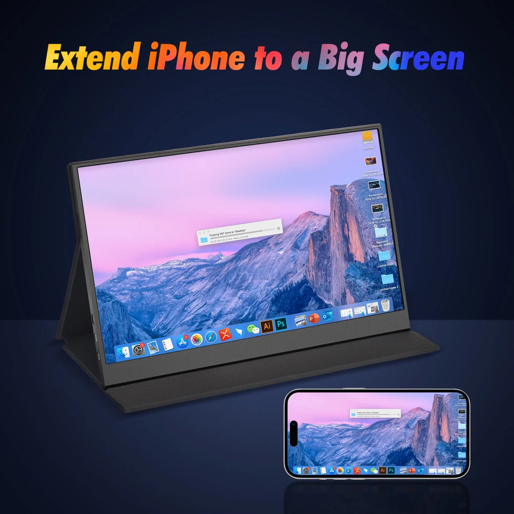 Bwanaz Portable Monitor 15.6'' FHD 1080P USB-C HDMI IPS Display U33821