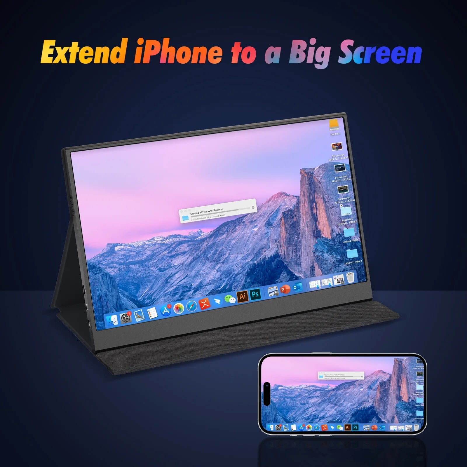 Bwanaz Portable Monitor 15.6'' FHD 1080P USB-C HDMI IPS Display U33821