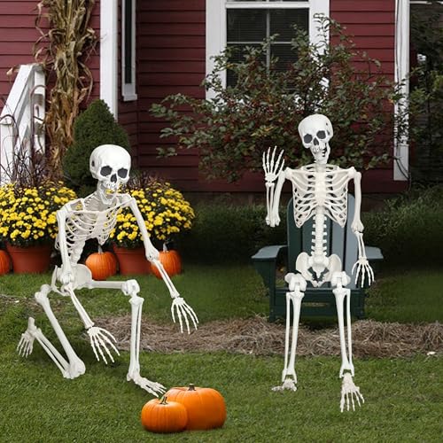 Halloween Skeleton Decoration 5.4ft Realistic Plastic with Movable Joints Gray U13918