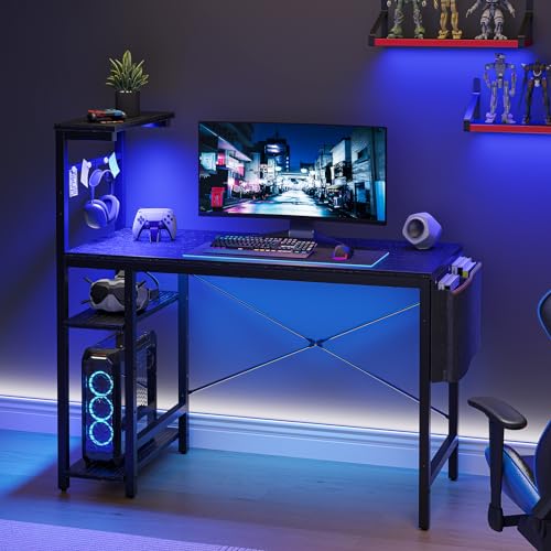 Bestier Gaming Desk with LED Lights, 51.3 Inch Computer Desk Q970