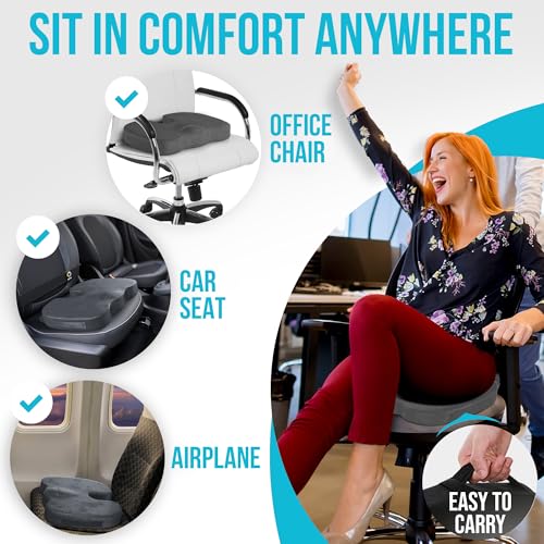 FORTEM Office Chair Cushion and Back Support, Memory Foam Lumbar Pillow, Non Slip, XL V440