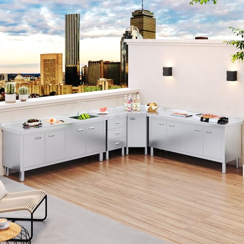 ZZV Freestanding Stainless Steel Utility Sink with Cabinet I631996