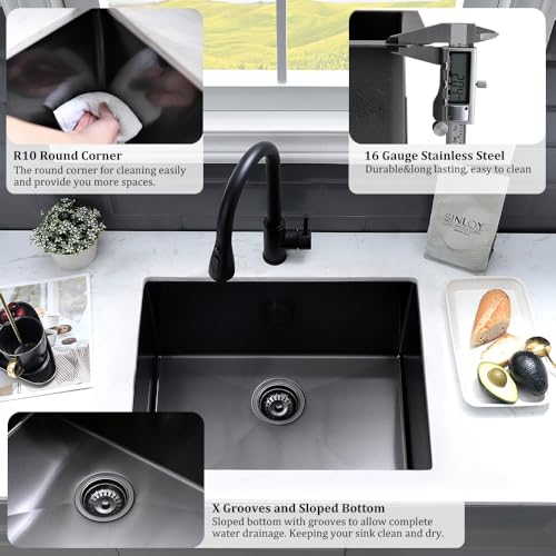 VASOYO Stainless Steel Undermount Laundry Sink 23x18x13 H4912