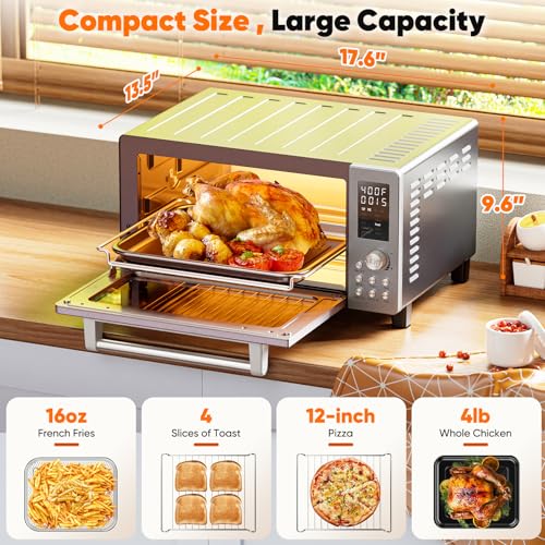 Nuwave Bravo Pro Smart 21QT Toaster Oven Air Fryer Combo, Convection Countertop, Mint Green B532672