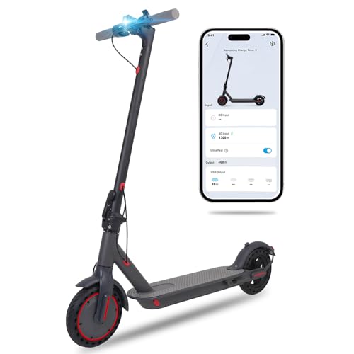 Electric Scooter, Powerful 350W Adult Electric Scooter, Up to 19Mph and 8.5" Solid Tires, with Dual Braking System and Intelligent Program Control Design