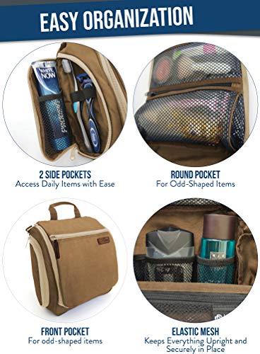 D&D Hanging Travel Toiletry Bag for Men and Women – Large Organizer with 10 Compartments, YKK Zippers, Water-Resistant Nylon A817507
