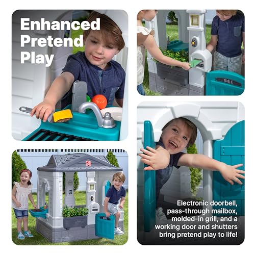 Step2 Neat & Tidy Cottage Kids Playhouse Indoor/Outdoor Playset, Grey Z2270