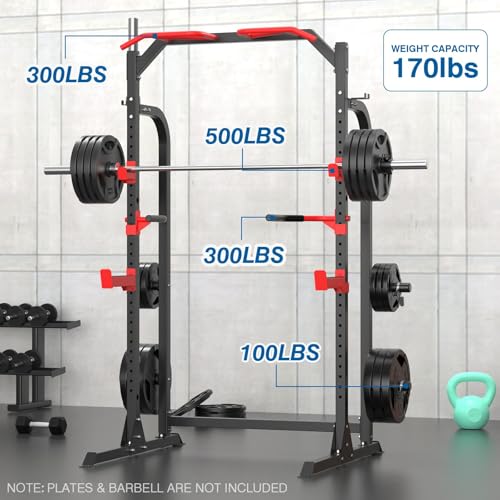 SunHome Power Cage Squat Rack with Adjustable Cable Crossover J3701