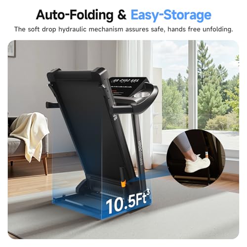 Foldable Treadmill with Incline, Bluetooth, 300 lbs Capacity H234
