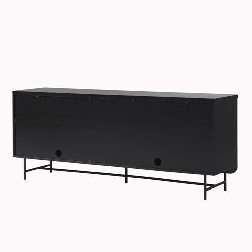 Walker Edison Reema Fluted 4-Door Kitchen Sideboard Buffet Console, 69 Inch, Coastal Oak V903859