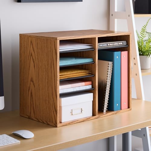 Safco Wooden Paper and Mail Organizer, Adjustable Shelves, Stackable B285