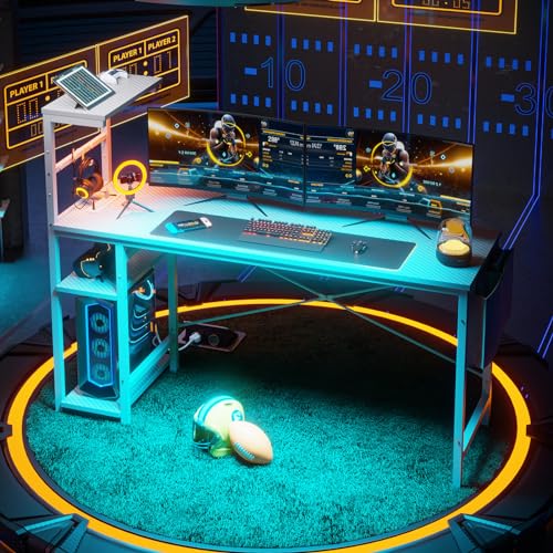 Bestier Gaming Desk with LED Lights, 51.3 Inch Computer Desk Q970