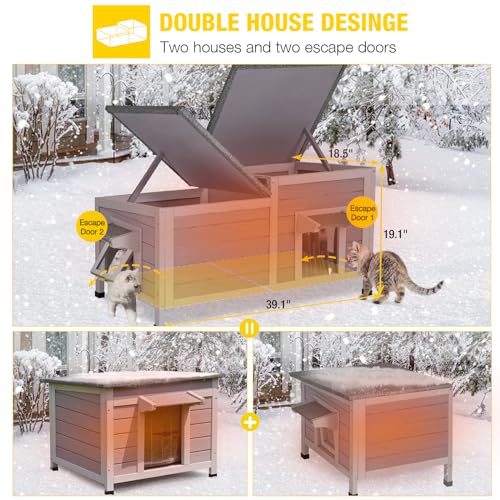 Aivituvin Cat House Indoor 2 Story Feral Cat Shelter for Winter Outdoor Large B645914