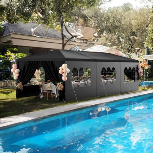 White Party Tent 10x30 with 8 Sidewalls for Outdoor Events K927