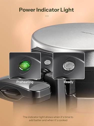 Double Belgian Waffle Maker, 180° Flip, Nonstick, Stainless Steel G6778