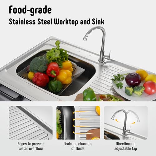 Outdoor Grill Cart with 304 Stainless Steel Sink and Wheels Q934005