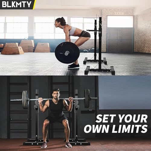 Adjustable Barbell Rack Stand 550 Lbs Capacity for Home Gym, Set of 2, Black I155