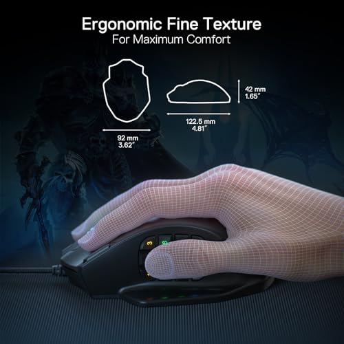 Redragon M908 Impact RGB MMO Gaming Mouse with 12 Side Buttons, 12400 DPI U713989