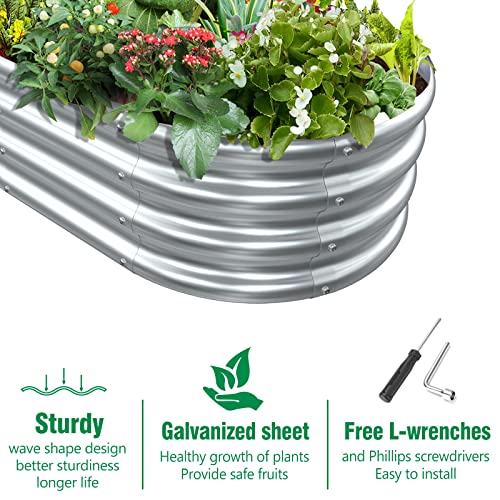 MOFEEZ 2x2x1 Ft Round Raised Garden Bed, Galvanized Metal Planter B4273