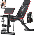 GIKPAL Adjustable Weight Bench - Workout Bench Press for Home Gym, Foldable Incline Decline Sit up Exercise Bench for Full Body Strength Training w/Leg Extension and Preacher Pad