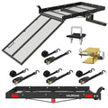 WILDROAD Hitch Cargo Carrier with Ramp 50" x 29" x 4" 500 LBS Folding Trailer Hitch Cargo Carrier Fits 2" Receiver with Hitch Stabilizer and 4pcs Ratchet Straps