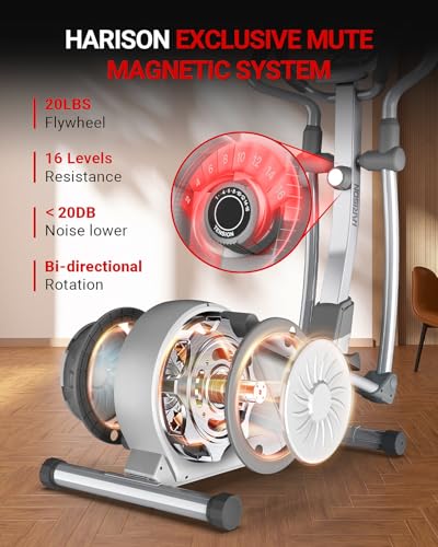 HARISON Elliptical Machine for Home, 350 LBS Capacity, Magnetic Resistance with Bluetooth D897592