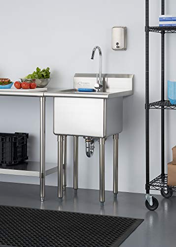 TRINITY THA-0307 Stainless Steel Freestanding Utility Sink with Chrome Faucet Y769640