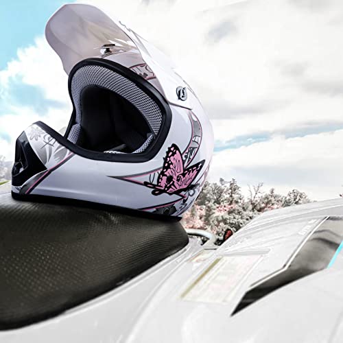 SLMOTO Dot Youth Kids Motocross Offroad Helmet with Goggles and Gloves Blue Skull D851858
