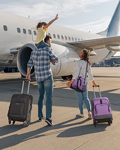 BAGSMART Expandable 20" Carry-On Luggage with Spinner Wheels, Black I961842