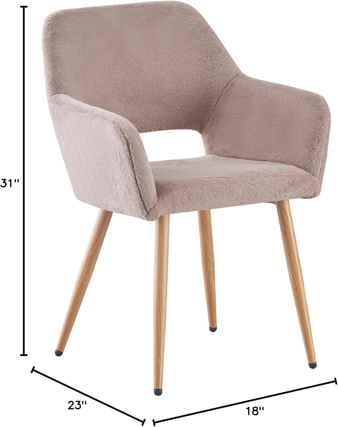 Faux Fur Side Reception Chair with Wood Metal Legs, Grey X186