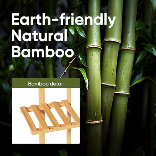 ROSSNY 48 Inch Tall 6-Tier Bamboo Plant Stand for Indoor Plants, Corner Plant Shelf, Natural W935552