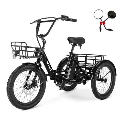 Vivi T01 20" x2.6 Fat Tire Electric Tricycle for Adults, 750W Peak, Folding 3-Wheel Bike D7496