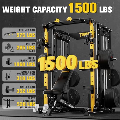 F4 Smith Machine Power Cage with Adjustable Cable Crossover J835