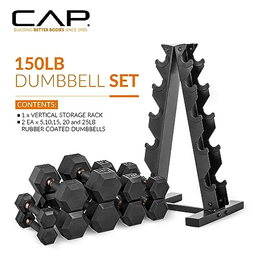 CAP Barbell Dumbbell Set with Rack 150lbs P25267