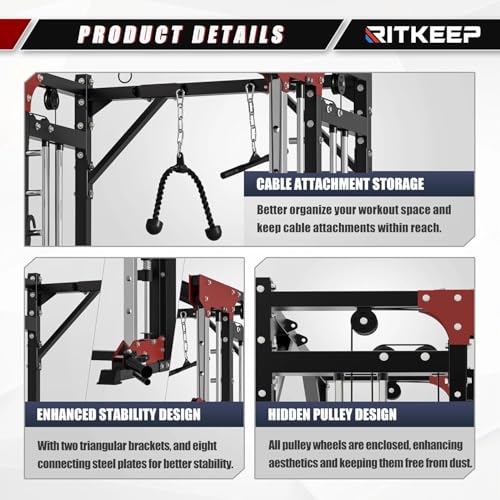 RitKeep PMAX 5600 Pro Smith Machine, All-in-One Home Gym with 2200lb Capacity and 320lb Weight Stack H2625