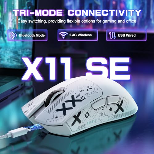 Attack Shark X11SE Wireless Gaming Mouse, Tri-Mode 22K DPI, 59g, Berry Red Y3775