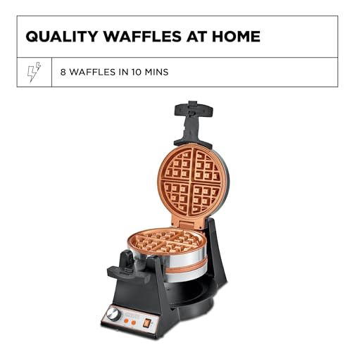 CRUX Double Rotating Belgian Waffle Maker, Nonstick Copper Plates, Stainless Steel R871