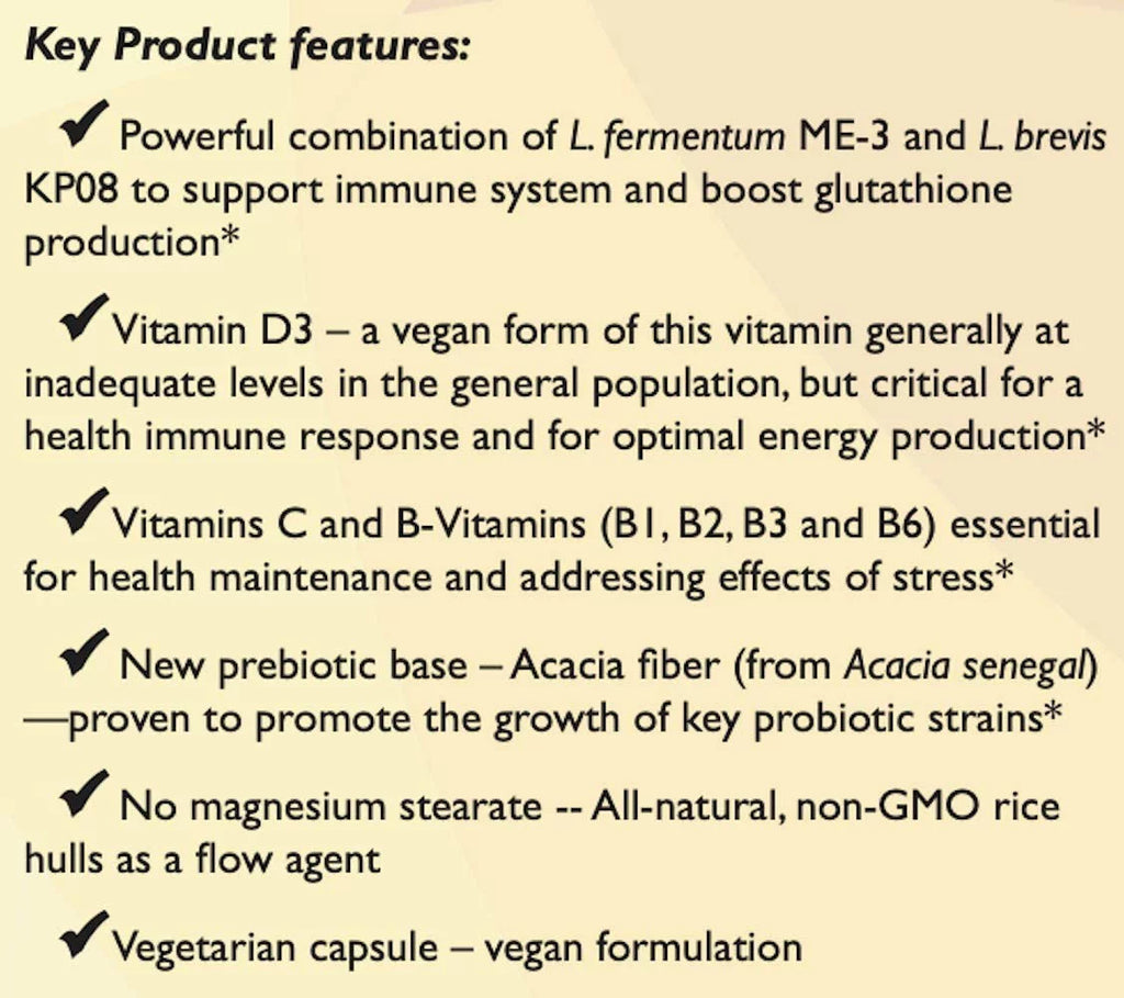 Reg'Activ Immune & Vitality with Lactobacillus fermentum ME-3, Vegan Vitamin D3 and Vitamins C and B Q388