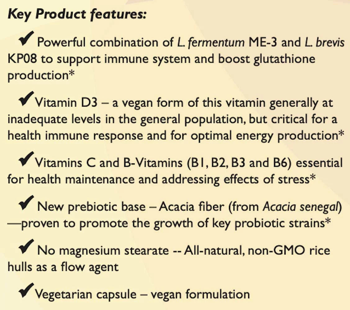 Reg'Activ Immune & Vitality with Lactobacillus fermentum ME-3, Vegan Vitamin D3 and Vitamins C and B Q388