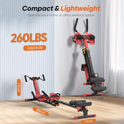 4 in 1 Rowing Machine with Adjustable Resistance, Foldable Home Rower K5286
