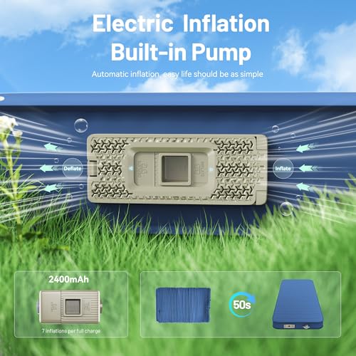 Self Inflating 4" Memory Foam Sleeping Pad with Built-in Electric Pump for Camping C265