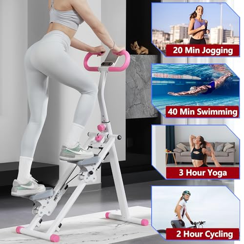 Vertical Climber Exercise Machine for Home Gym, Adjustable Handlebar, Blue Q499