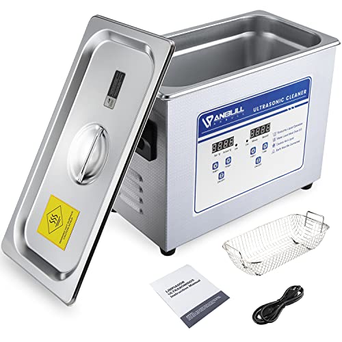 Anbull 4.5L/1.2Gal 180W Professional Ultrasonic Cleaner Machine with 304 Stainless Steel and Digital Timer Heater for Jewelry Watch Coin Glass Circuit Board Small Parts,030S